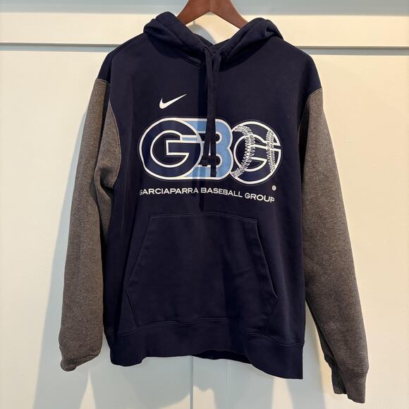 Nike GBG Garciaparra Baseball Group Hoodie Mens Medium Navy Gray Sweatshirt - Picture 1 of 11
